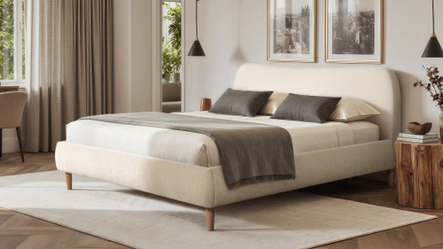 Roman Curved Headboard Upholstered Platform Bed