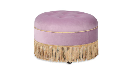 Yolanda 24" Round Upholstered Accent Ottoman, Lavender 1