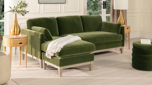 Knox 89" Modern Farmhouse Reversible Chaise Sectional Sofa, Olive Green 15