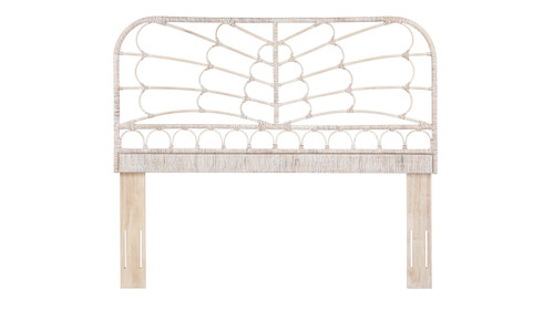 Tiana Freestanding or Floating Rattan Boho Headboard, Queen & Full, White Washed 1