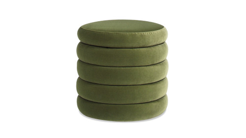 Fuji 19" Oversized Round Storage Ottoman, Olive Green 1