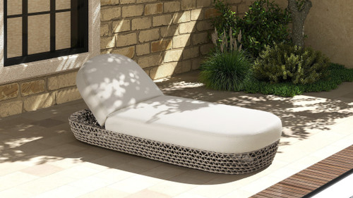 Willow 80.5" Sunbrella Upholstered Woven Patio Lounger, Wheat Beige 2