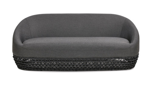 Willow 71" Upholstered Woven Patio Deep Seating Sofa, Graphite Gray-Black 1