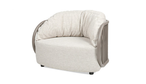 Harper 42.5" Barrel Upholstered Patio Deep Seating Armchair, Oat Beige  5