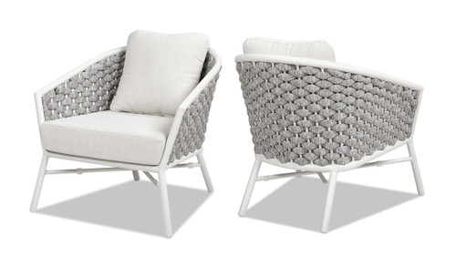 Rowan 30.5 Rope Barrel Back Patio Accent Arm Chair, Set of 2, Optic White 1