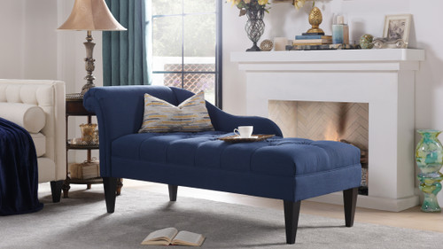 Harrison Tufted Chaise Lounge, Midnight Blue 2