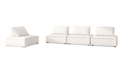 Arwen 168" 4-Piece Modular Pillow-Back Lounge Sectional Sofa, White Beige 1