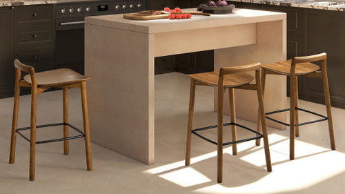 Sven 26.5" Modern Minimalist Low Back Wood Counter Stool, Dark Brown Walnut 3