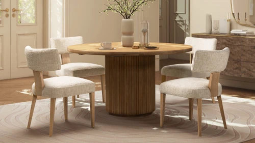 Louise Split Back Upholstered Dining Side Chair, Set of 2, Travertine Beige 3