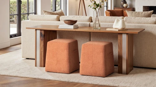 Oliver 16" Tapered Square Upholstered Ottoman, Spice Orange 10