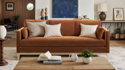 Knox 84" Modern Farmhouse Sofa, Burnt Orange 2