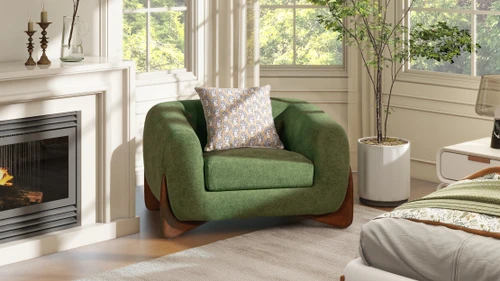 Alpine 44" Sherpa Arm Chair, Moss Green Fleeced Teddy 3