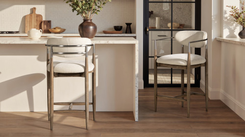 Artemis 26" Mixed Material Upholstered Counter Stool, Warm White 2