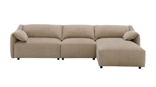 Malden 127" Right-Facing Feather Down Sectional Sofa, Mocha Suede