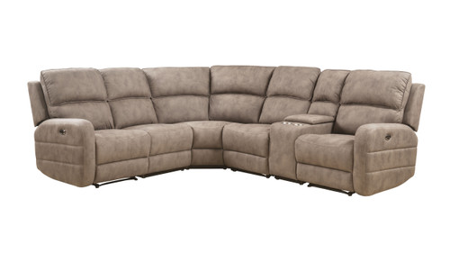Dorian 188" Wide Power Reclining Sectional Sofa, Nubuck Top Grain Leather, Mocha