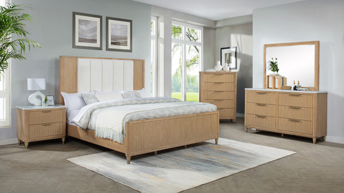Ashmore Fluted Panel Bed, King, Natural Finish