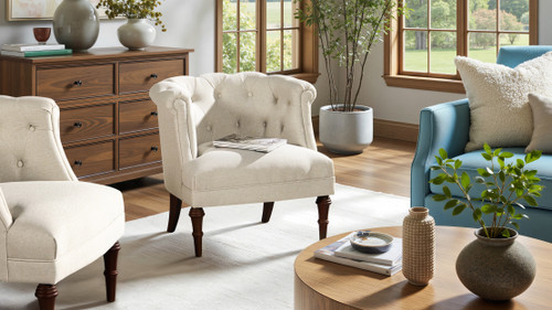 Katherine 30.5" Tufted Accent Chair, Sand Beige