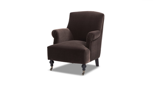 Eloise 30" Pleated Sock Arm Accent Armchair, Deep Brown Performance Velvet