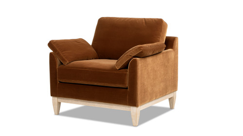 Pasadena 36" Wide Modern Farmhouse Accent Arm Chair, Burnt Orange Performance Velvet