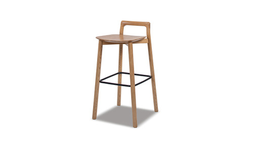 Sven 30" Modern Minimalist Low Back Wood Barstool, Natural Blonde Ash Wood