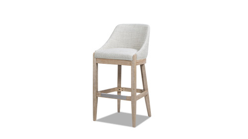 Newport 30.5" Coastal Curved Back Upholstered Barstool, Two-Tone Neutral Gray