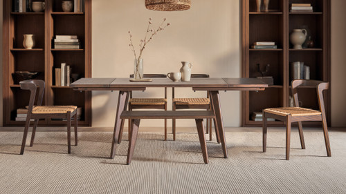 Capri 47-78.5" Solid Red Oak Wood 4-6 Seat Extendable Leaf Dining Table, Dark Brown Capri 47-78.5" Solid Red Oak Wood 4-6 Seat Extendable Leaf Dining Table, Dark Brown