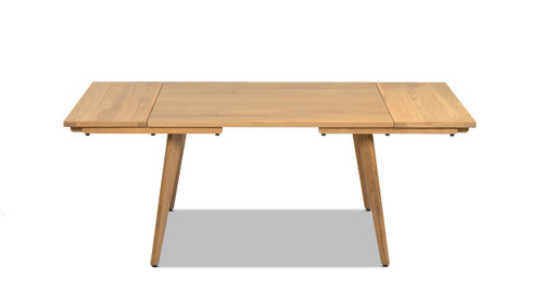 Capri 47-78.5" Solid Red Oak Wood 4-6 Seat Extendable Leaf Dining Table, Natural Brown