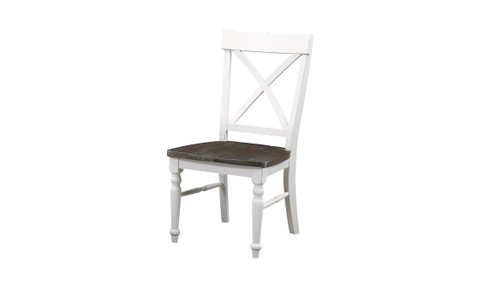 Briarwood 40" High Two-Tone Solid Pine X-Back Dining Chair Set with Turned Legs and Contoured Seat, Set of 2
