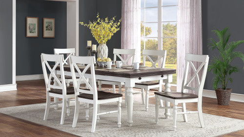 Briarwood 40" High Two-Tone Solid Pine X-Back Dining Chair Set with Turned Legs and Contoured Seat, Set of 2 Briarwood 40" High Two-Tone Solid Pine X-Back Dining Chair Set with Turned Legs and Contoured Seat, Set of 2