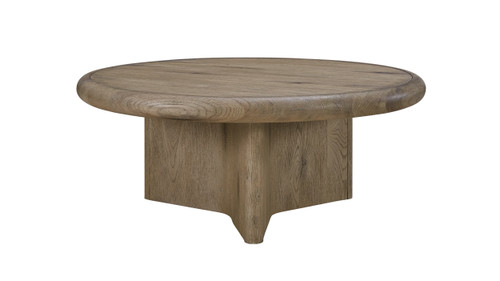 Hampshire 40" English Knotty Oak Round Coffee Table with Sculptural Base
