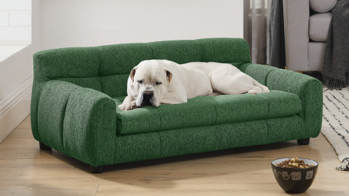 Huxley 38" Linen Upholstered Dog Sofa for Medium & Large Dogs, Green