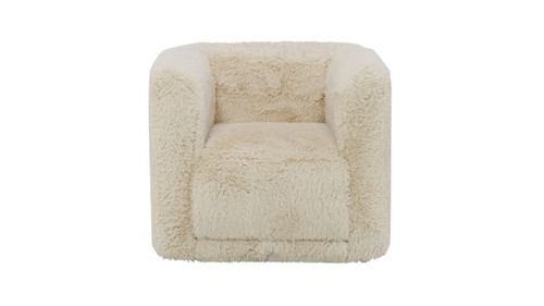 Marceau 33" Yakety Yak Sand Faux Fur 360° Swivel Barrel Accent Chair