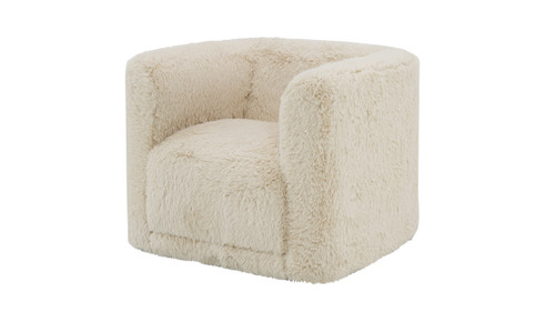 Marceau 33" Yakety Yak Sand Faux Fur 360° Swivel Barrel Accent Chair