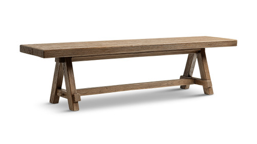 Hawthorne 72” Reclaimed Elm Trestle Dining Bench, Heritage Medium-Dark Brown