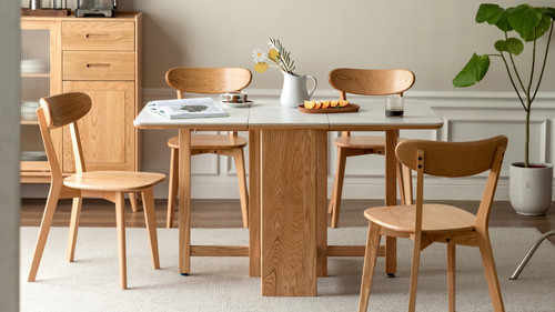 Remi Natural FAS Grade Oak Wooden Dining Chair, Set of 2, Oak Finish