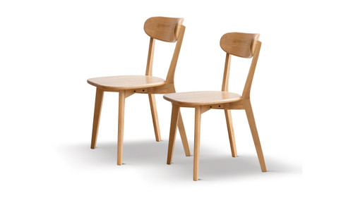 Remi Natural FAS Grade Oak Wooden Dining Chair, Set of 2, Oak Finish