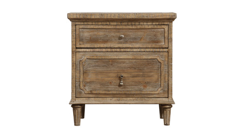 Bridger 27" Rustic Wood Two-Drawer Nightstand with Felt-Lined Top Drawer