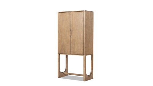 Nolan 73" Reclaimed Pine Wood Bar Cabinet with Wine Storage, Antique Natural Brown