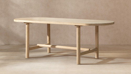 Milo 85" 8-Seat Oval Reclaimed Pine Wood Dining Table, Light Natural Cerused