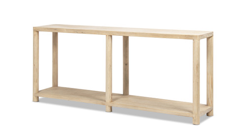 Milo 71" Reclaimed Pine Wood Console Table with Lower Shelf, Light Natural Cerused