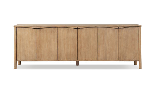 Nolan 108" Extra Long 6-Door Cabinet Reclaimed Pine Wood Sideboard, Antique Natural Brown