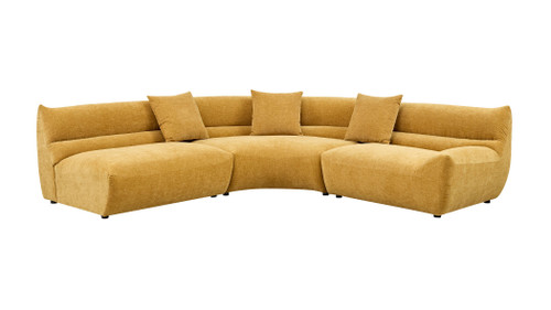 Sienna 135.83" Modern Curved 3-Piece Modular Sectional Sofa with Deep Seating and Toss Pillows