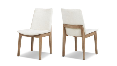 Auden Upholstered Reclaimed Pine Wood Dining Chair, Set of 2, Soft Flax Light Beige Chenille