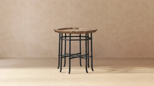 Foundry 24" Square Reclaimed Wood & Iron Side Table, Antique Natural Brown