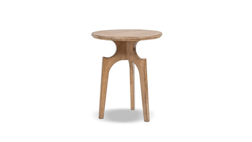 Carmel 22" Round Reclaimed Pine Wood Side Table, Antique Natural Brown