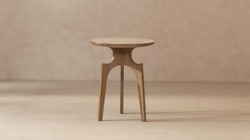 Carmel 22" Round Reclaimed Pine Wood Side Table, Antique Natural Brown