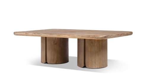 Sonoma 50" Reclaimed Pine Wood Pedestal Coffee Table, Rustic Greige Brown