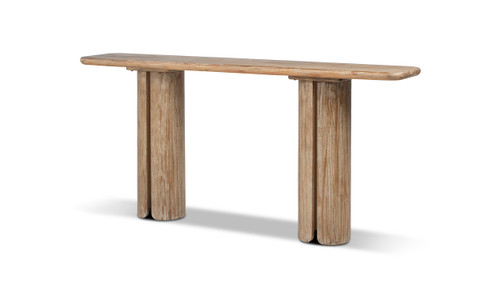 Sonoma 72" Reclaimed Pine Wood Split-Pillar Console Table, Rustic Greige Brown