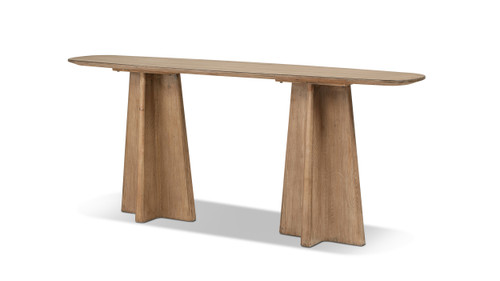 Clarence 72" Reclaimed Pine Wood Sculptural Console Table, Antique Natural Brown