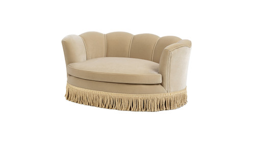 Clara 34.5" Scalloped Pet Sofa Bed, Medium, Fawn Brown